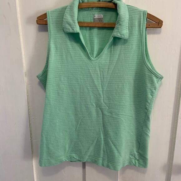Columbia womens sea green large v-neck sleeveless collared tank top in a Sz L - Picture 4 of 6